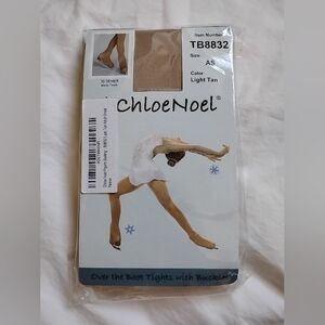 Chloe Noel Over The Boot Buckle AS Light Tan Ice Figure Skating Tights Matte NEW